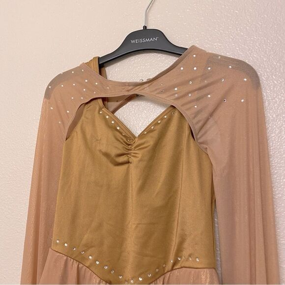 Weissman elite Dance costume bronze tan poet Long Sleeve The Weather 16698 LC - Picture 3 of 12